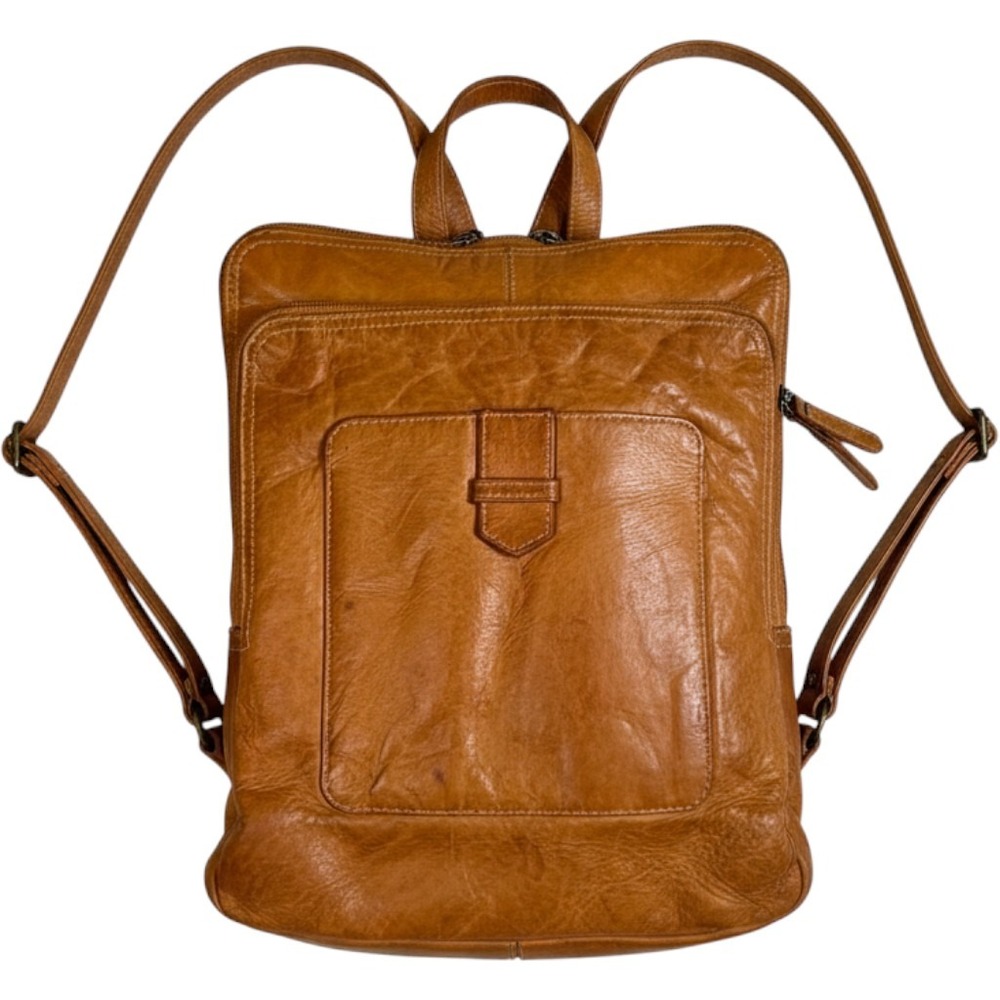 Chaos Leather Collection Vintage Sling Backpack Convertible Tan Leather Bag OS